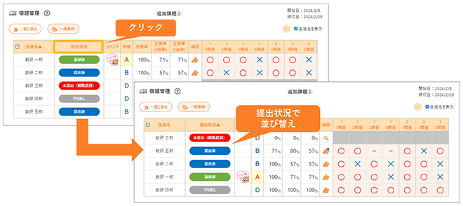 進捗確認画面