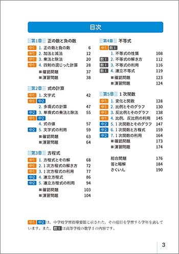 新課程　6ヵ年教育をサポートする　体系数学1　代数編　目次