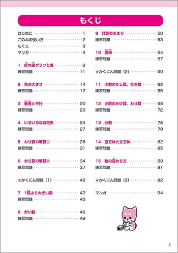 マンガでスッキリ！　わからないがなくなる算数　小4 目次