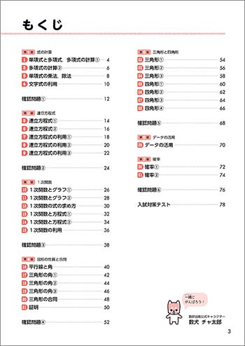 チャート式　中学数学　2年　準拠ドリル 目次