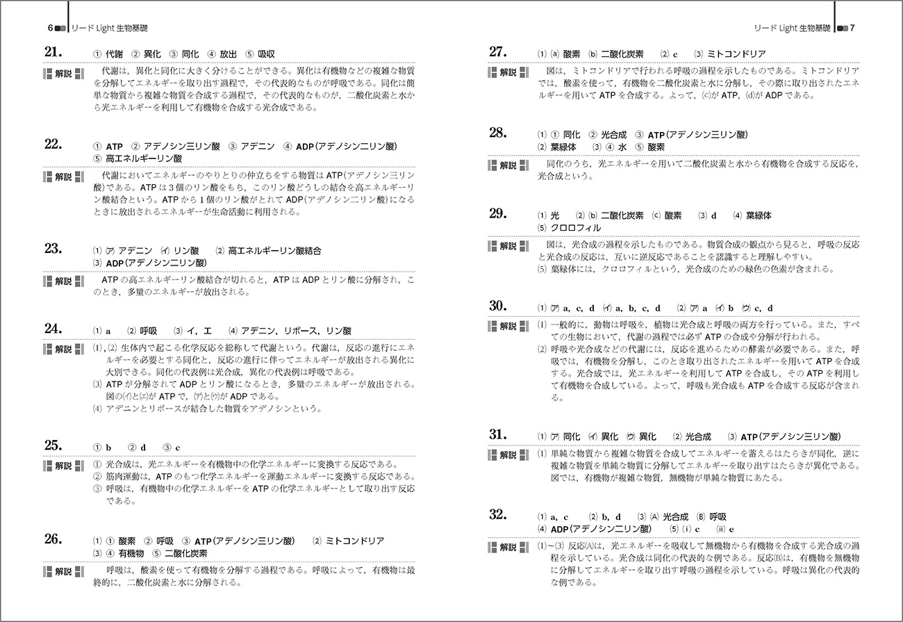 リードLight生物基礎 ー 内容を見る 解答編｜チャート式の数研出版