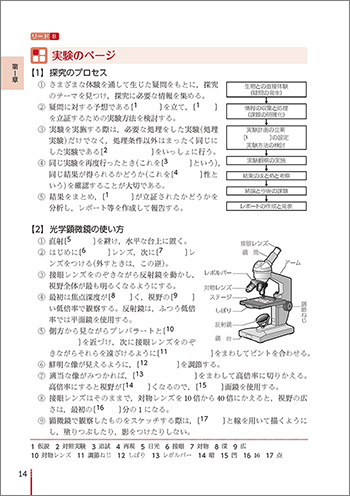 リードα生物基礎 内容 リードB（実験のページ）