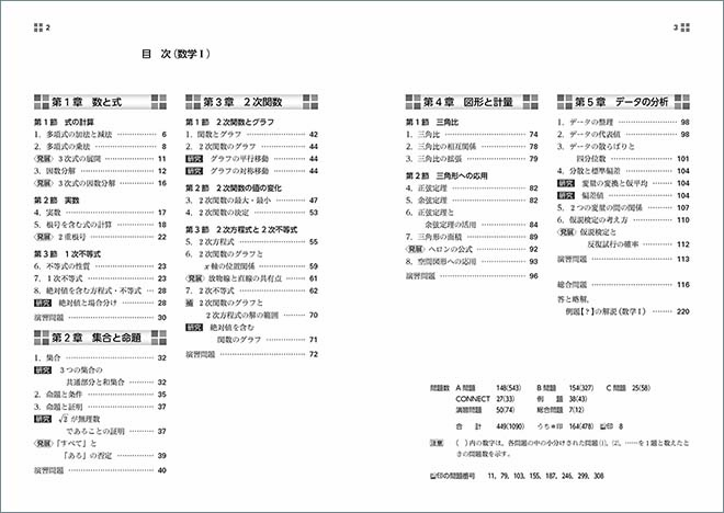 新課程　NEXT数学シリーズ 対応　CONNECT　数学I+A 目次1