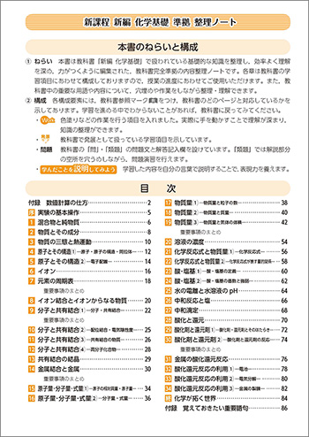 新課程 新編 化学基礎 準拠 整理ノート 目次