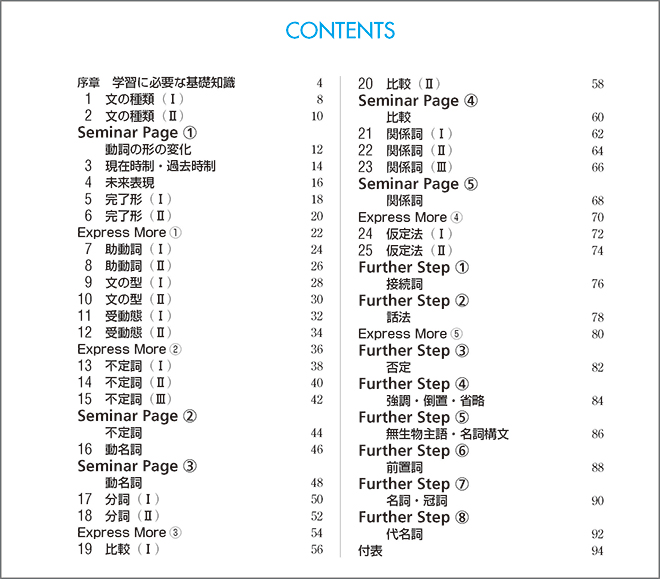 BIG DIPPER ENGLISH GRAMMAR in 25 STAGES 目次