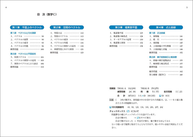 新課程　教科書傍用　3TRIAL　数学III+C〔ベクトル，複素数平面，式と曲線〕 目次2