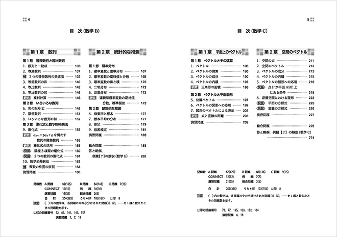 新課程　NEXT数学シリーズ 対応　CONNECT　数学II＋B＋C〔数列，統計的な推測，ベクトル〕 目次2