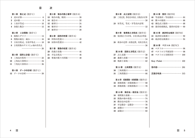 改訂版　キートレーニング数学演習Ⅰ・Ⅱ・A・B・C〔ベクトル〕受験編 目次