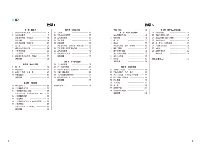 改訂版　書き込み式シリーズ　【標準】　教科書傍用　Study-Upノート　数学Ⅰ＋A 目次