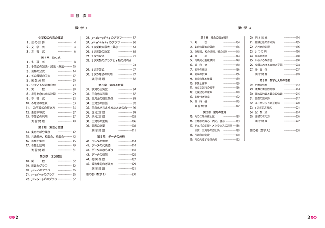 改訂版　書き込み式シリーズ【基本～標準】教科書傍用　パラレルノート　数学I＋A 目次
