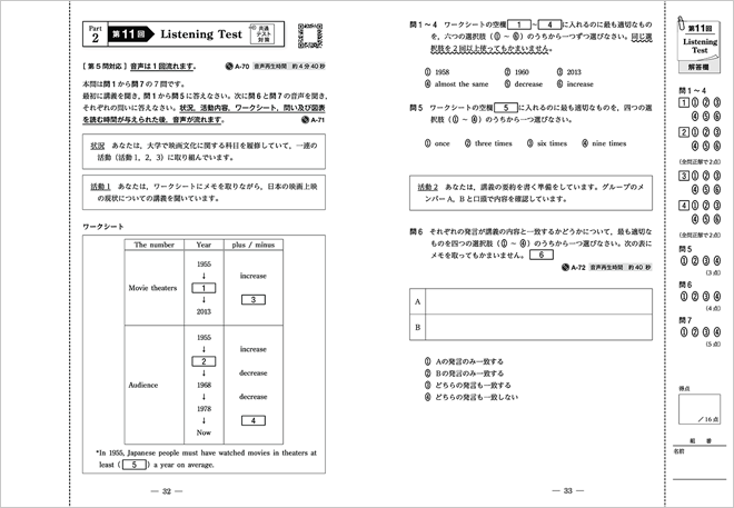 五訂版　大学入学共通テスト対策・オリジナル問題 共通テスト 10分リスニングプレノート 内容
