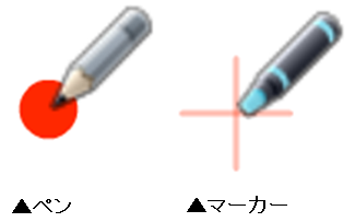 ペンやマーカーの書き出し位置や太さがわかるようにしました